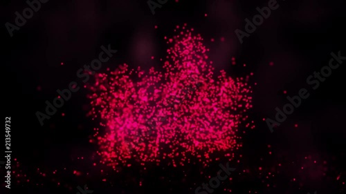 Glowing abstract Like sign, Like symbol made of red particles. Abstract night background photo