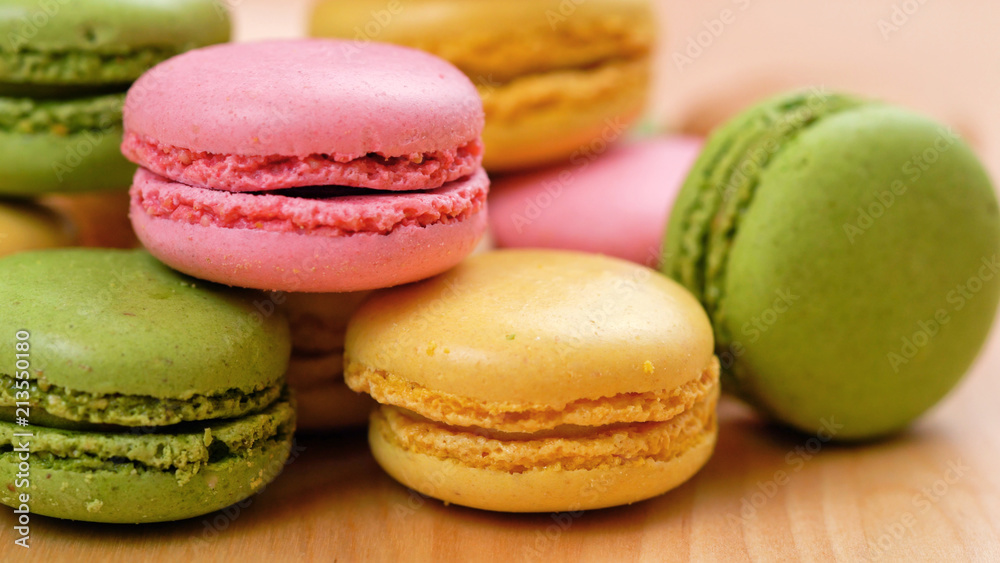 Macro close up of colourful macaron cookies. Macro close up of colourful macaron cookies.
