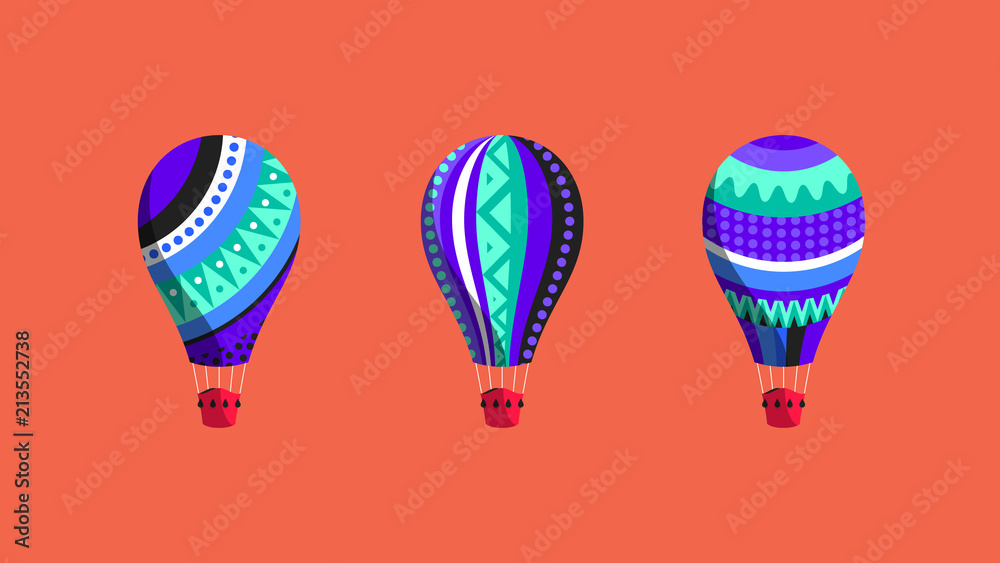 Modern Flat Vector Balloons With Ethnic Pattern. Abstract Vector Illustration Modern Flat Vector Balloons With Ethnic Pattern. Abstract Vector Illustration