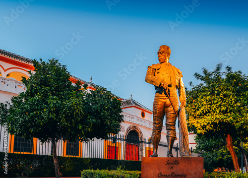 Statue and monument to the Torero Curro Romero, Sevilla. photo