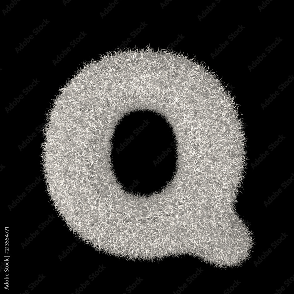 3D Rendering Creative Illustration White Furry Letter Q 3D Rendering Creative Illustration White Furry Letter Q
