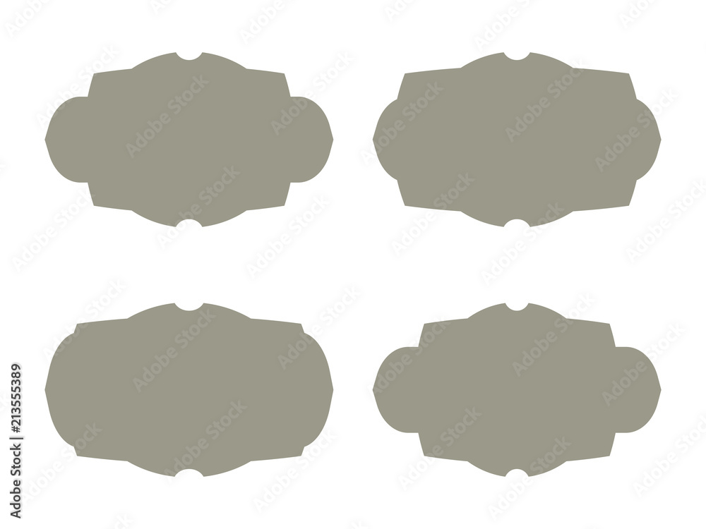 dark contours vector shapes panno boards labels tags signs objects isolated on white background