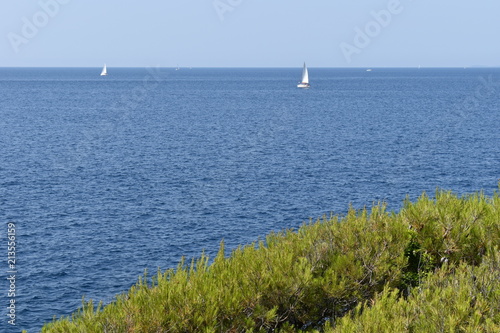 Picturesque view over the Croatian coastline and the Adriatic sea, island of Hvar, Croatia