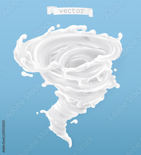 Milk tornado. 3d realistic vector