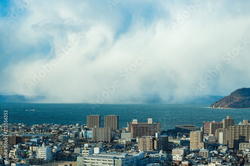 Rain Clouds coming on from sea,Takamatsu,Kagawa,Shikoku,Japan