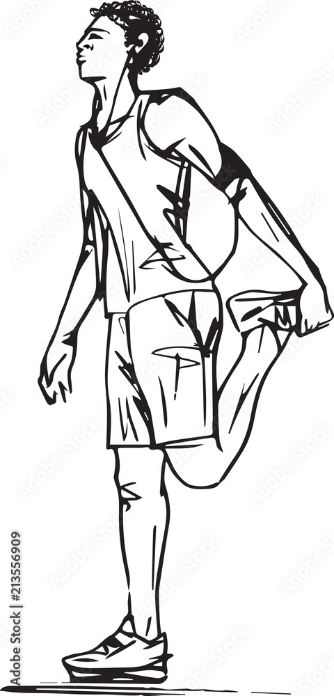 Sketch of Runners Stretching Sketch of Runners Stretching