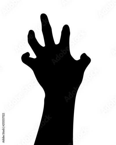 Black Hand Silhouette, Hand Gesture Reach Up or Awaken From The Grave, Vector Illustration
