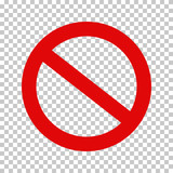 Empty NO symbol, prohibition or forbidden sign; crossed out red circle. Vector icon isolated on transparent background.