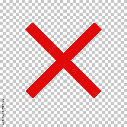 Empty NO symbol, prohibition or forbidden sign; red cross. Vector icon isolated on transparent background.