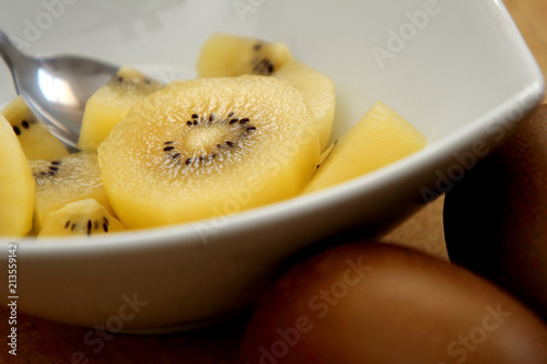 gold kiwi fruit in a dish