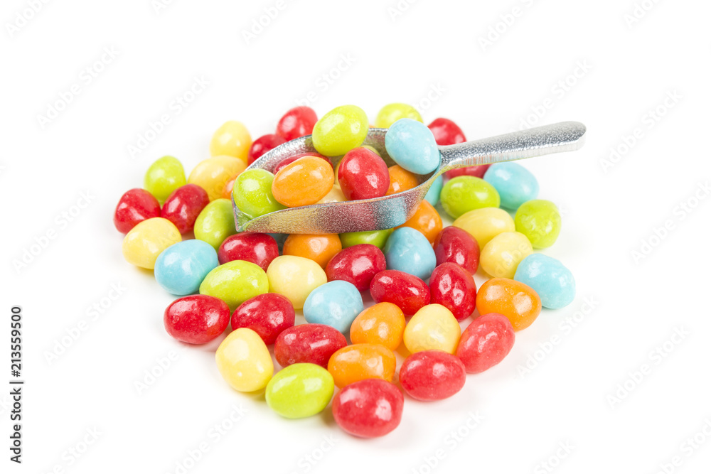 Pile of chewy multicolored shiny gummy candy beans Pile of chewy multicolored shiny gummy candy beans