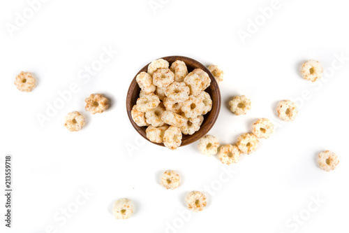 Εκτύπωση καμβά Piles of pale whole grain children's puffed cereal snack
