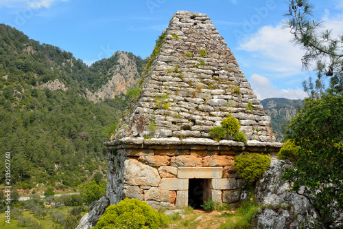 Obraz na plátně Ancient monumental tomb dating from Hellenistic period in Turgut village near Marmaris resort town in Turkey