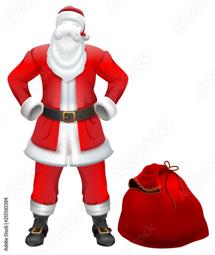 Santa Claus nobody Christmas Costume and red bag with gifts