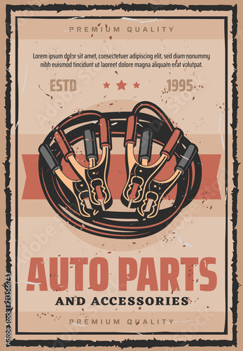 Car service auto parts repair vector retro poster