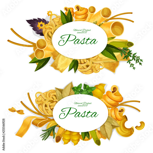 Pasta promo symbols with tasty Italian products