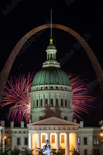 Fireworks under the Gateway Arch in St. Louis Missouri