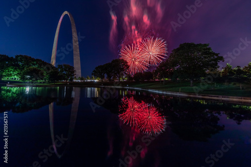 Fireworks under the Gateway Arch in St. Louis Missouri © zachdalin