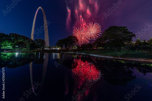 Fireworks under the Gateway Arch in St. Louis Missouri