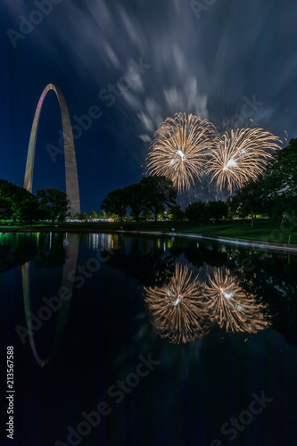 Fireworks under the Gateway Arch in St. Louis Missouri