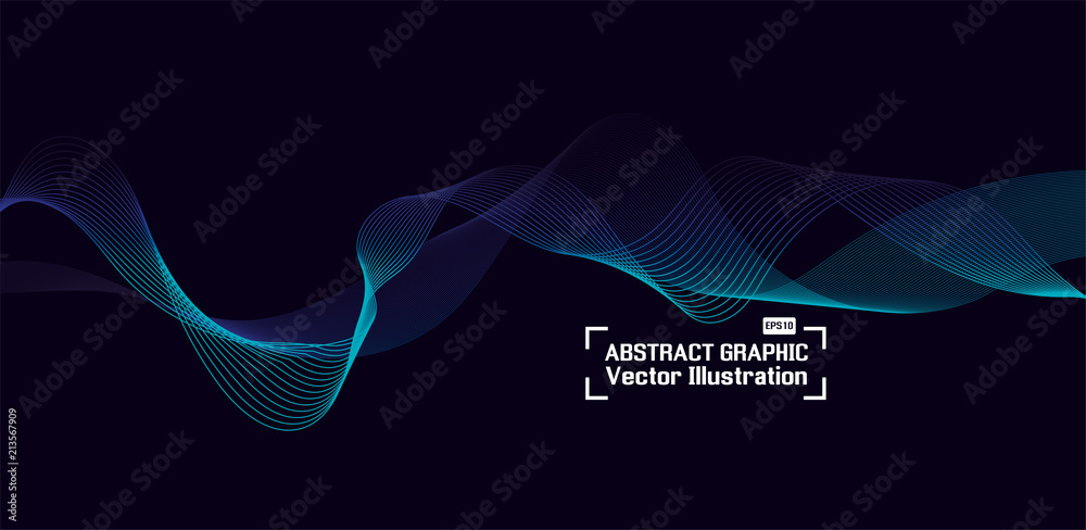 Blue wave vector background for business presentation, Brochure or flyer design. Blue smoke on dark background. Vector illustration