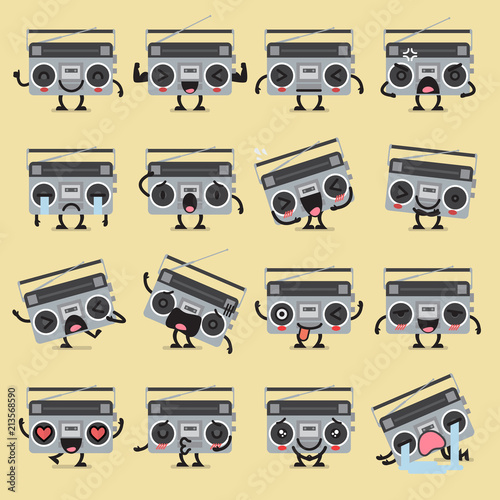 Retro radio character emoji set