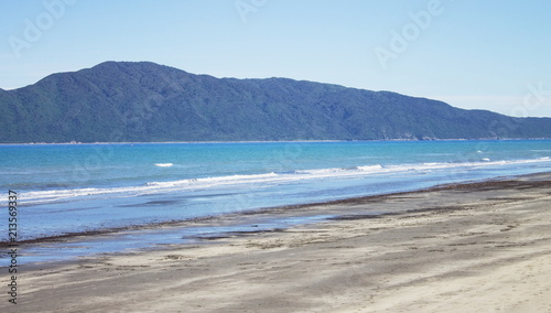 Landscape view of Kapiti Island from Paraparaumu Beach  Wellington  New Zealand.