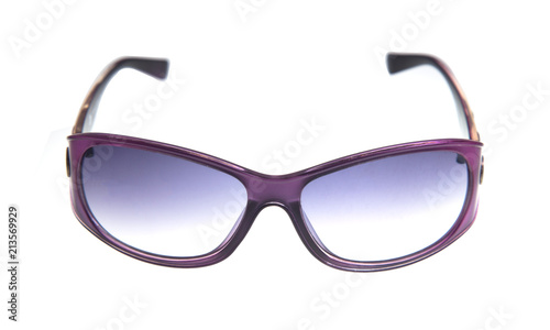 Purple sunglasses isolated on white background.