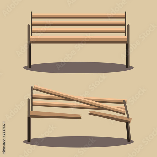 bench and broken bench vector