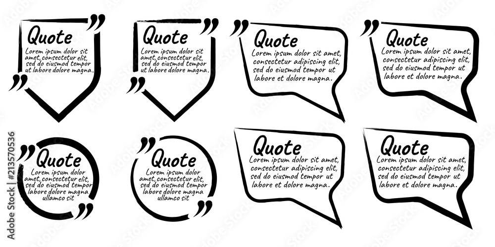 Set of Quote Blank with Text Icon and Label. Template for note,message, comment. Vector Illustration