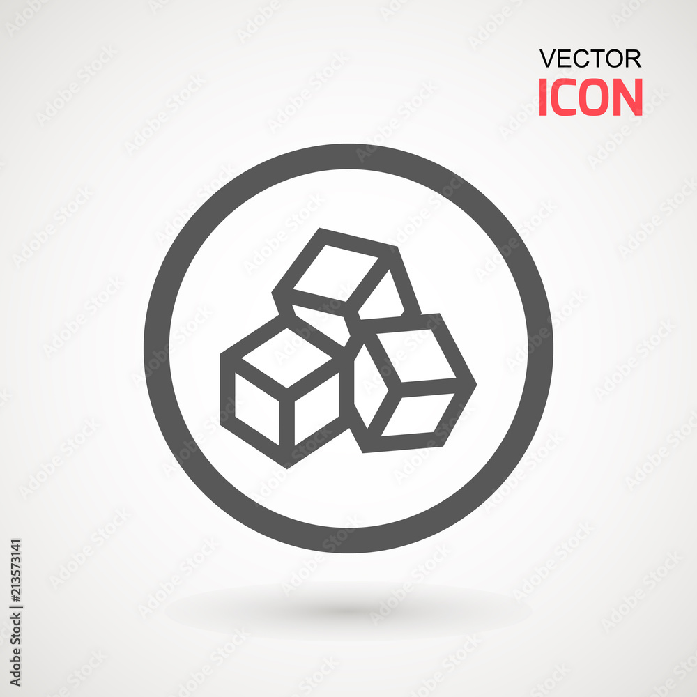 No Sugar free vector icon. Vector sugar cubes in circle icon for no sugar added product package design. No Sugar free vector icon. Vector sugar cubes in circle icon for no sugar added product package design.