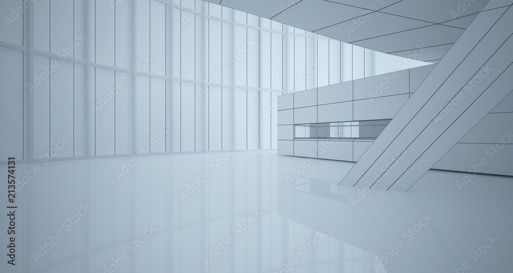 Fototapeta premium Streszczenie rysunek biały parametryczny wnętrze. Czarny rysunek wielokąta. Ilustracja i renderowanie 3D.
