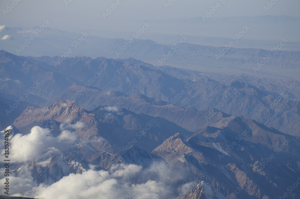 The beautiful view from the plane on the mountains of Pakistan

