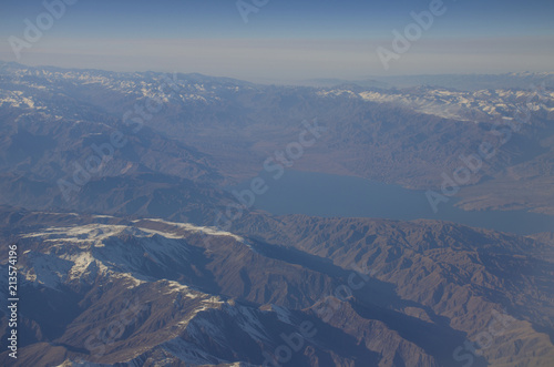 The beautiful view from the plane on the mountains of Pakistan 