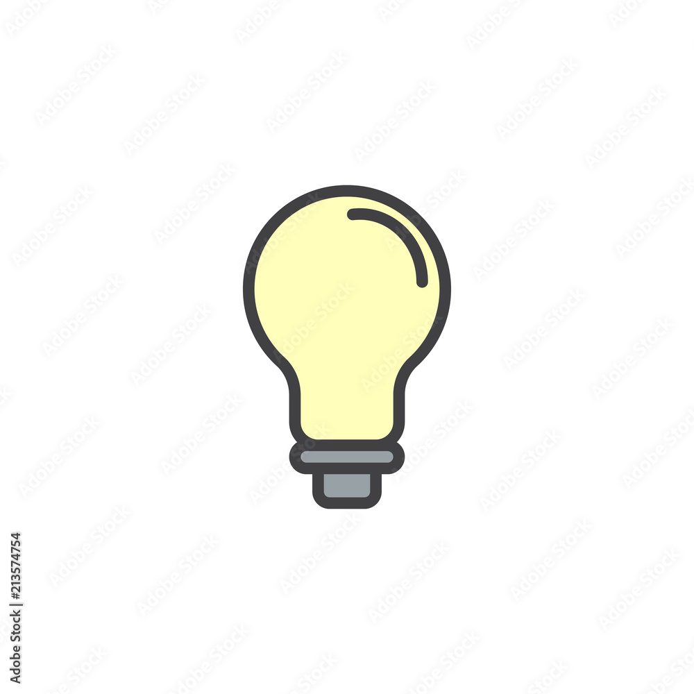 Light bulb filled outline icon, line vector sign, linear colorful pictogram isolated on white. Idea lamp symbol, logo illustration. Pixel perfect vector graphics Light bulb filled outline icon, line vector sign, linear colorful pictogram isolated on white. Idea lamp symbol, logo illustration. Pixel perfect vector graphics
