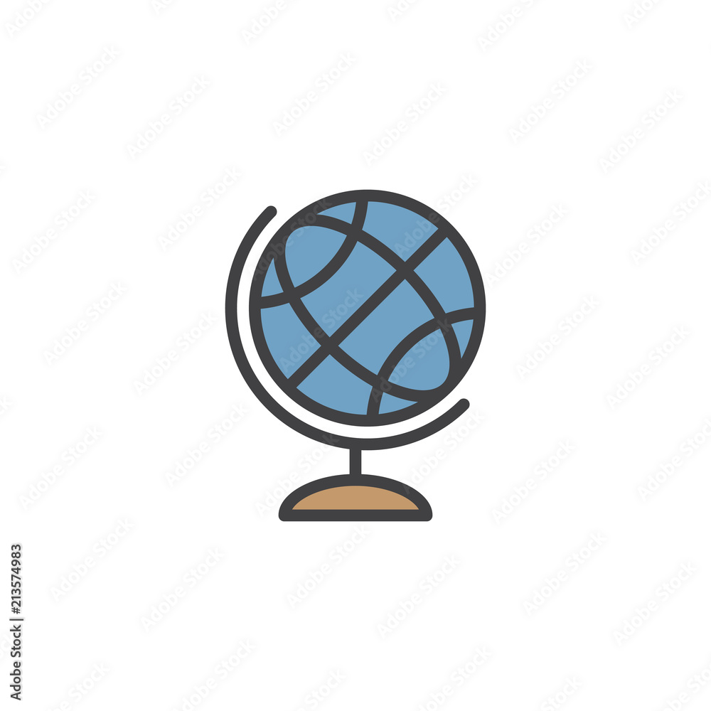 Globe filled outline icon, line vector sign, linear colorful pictogram isolated on white. Geography symbol, logo illustration. Pixel perfect vector graphics