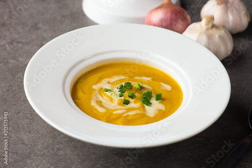 roasted pumpkin soup with herbs