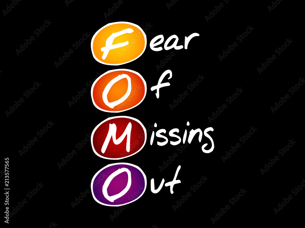 FOMO - Fear Of Missing Out acronym, concept background Stock Vector | Adobe  Stock