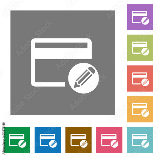 Edit credit card square flat icons