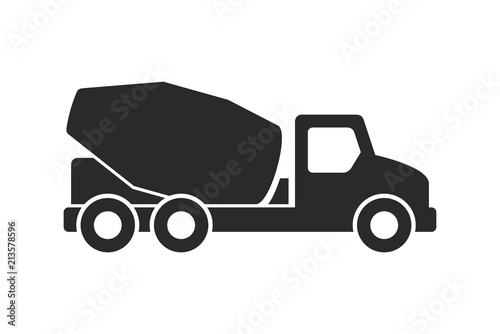 Concrete mixer icon, Monochrome style. isolated on white background