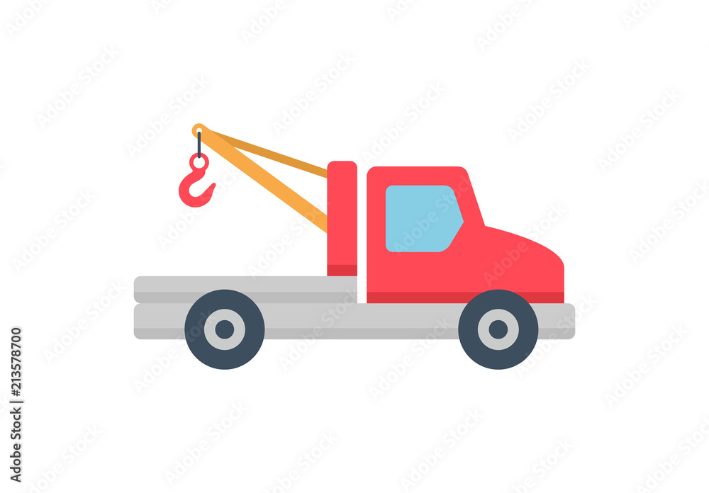 Tow truck icon, Flat style. isolated on white background
