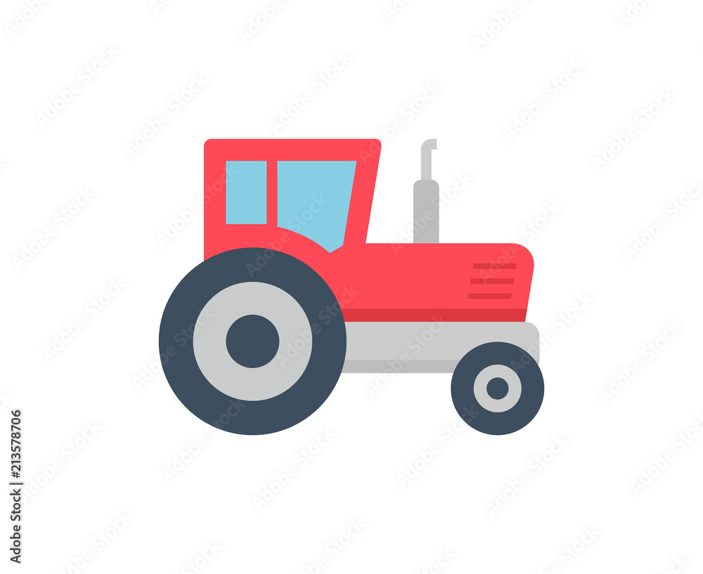 Tractor icon, Flat style. isolated on white background Tractor icon, Flat style. isolated on white background