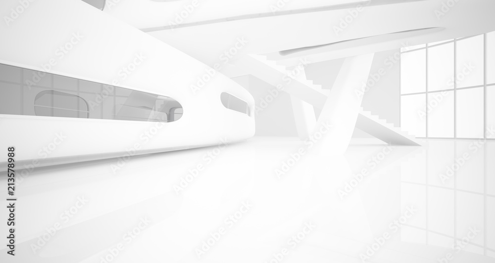 White smooth abstract architectural background. 3D illustration and rendering