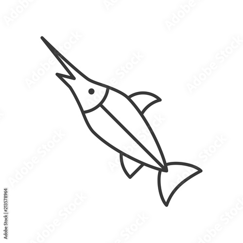 swordfish icon, set of ocean life, line design vector
