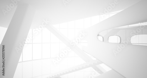 Fototapeta Naklejka Na Ścianę i Meble -  White smooth abstract architectural background. 3D illustration and rendering
