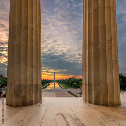 The Lincoln Memorial at Sunrise on the National Mall in Washington DC