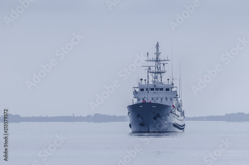 WARSHIP - The Polish hydrographic ship maneuvers at sea photo