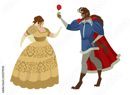 beauty woman and beast with flower