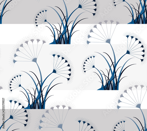 wallpaper seamless tile with stylized umbels in silver blue shades