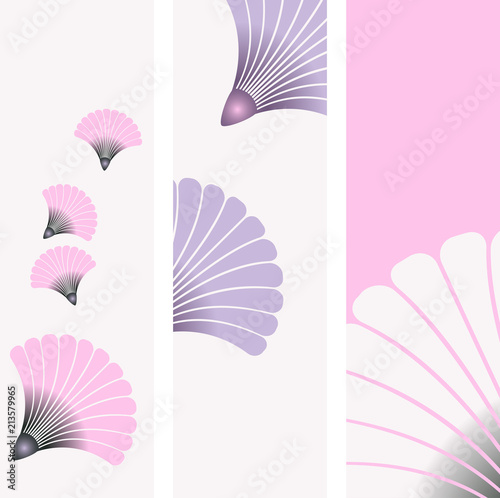 bookmarks set with flying seeds pattern in purple pink shades
